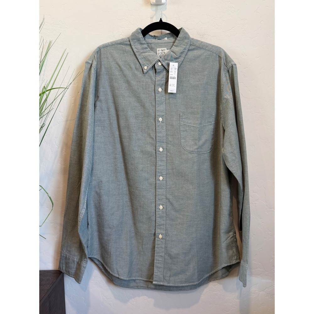 J.Crew Broken-In Oxford Shirt Mens Large Sage Green Cotton Button Down BE996